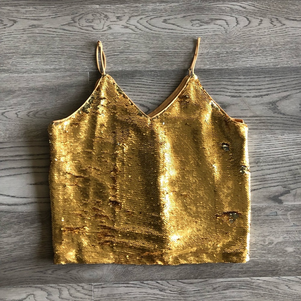 Gold sequin tank